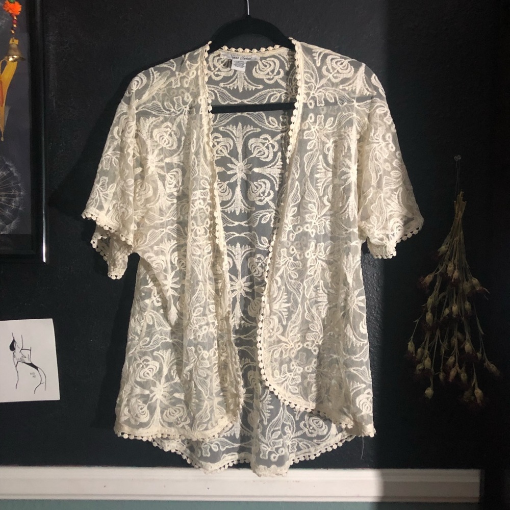 Sheer lace kimono